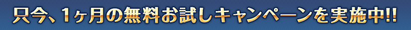 只今、1ヶ月の無料お試しキャンペーンを実施中!!